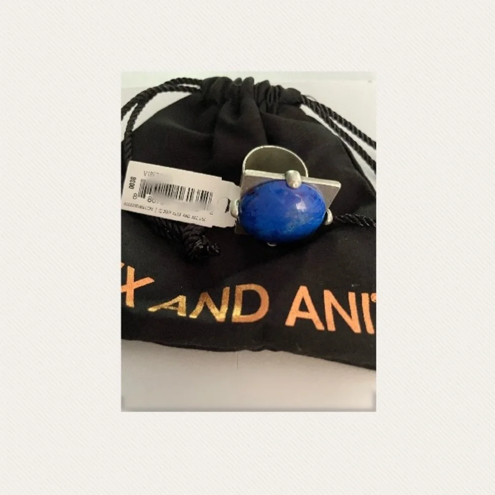 Alex and Ani Vintage Sixty-Six Cobalt Matrix Statement Cocktail Ring NWT